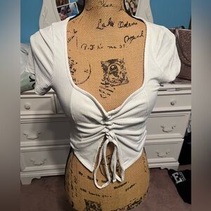 White crop top t-shirt.